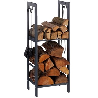 BAKAJI  Ράφι Μεταλλικό για Ξύλα 2 Επιπέδων για Τζάκι Σόμπα 100x40x3...