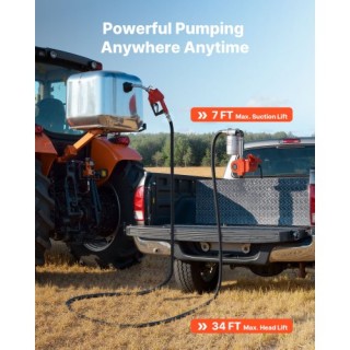 VEVOR Φορητή Αντλία Μεταφοράς Καυσίμου 12V DC με Αυτόματο Ακροφύσιο...