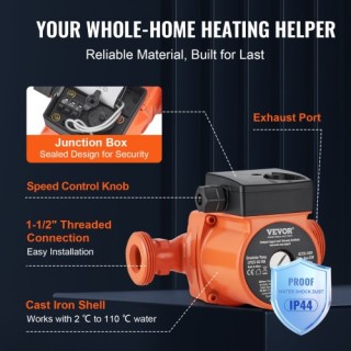 VEVOR  Αντλία Κυκλοφορίας Ζεστού Νερού 220V 92W, 60 L/min, 6m, 1-1/...