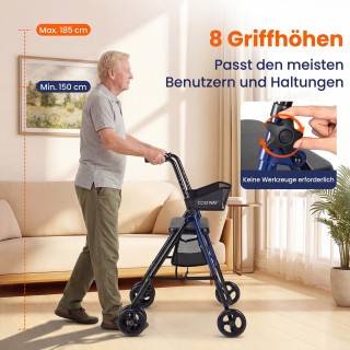 Costway Πτυσσόμενο Rollator με Κάθισμα και Τσάντα, Ρυθμιζόμενο σε 8... Costway Πτυσσόμενο Rollator με Κάθισμα και Τσάντα, Ρυθμιζόμενο σε 8...