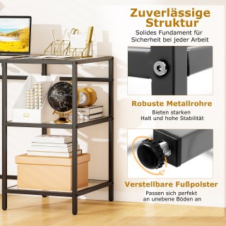 Costway Γραφείο υπολογιστή με επιφάνεια από σκληρυμένο γυαλί, μαύρο...