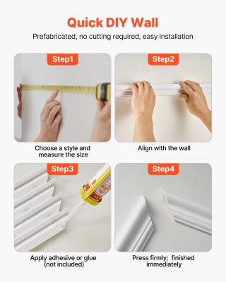 VEVOR Σετ Διακοσμητικής Κορνίζας Τοίχου 6 Τεμαχίων - Λευκό Πολυστυρ... VEVOR Σετ Διακοσμητικής Κορνίζας Τοίχου 6 Τεμαχίων - Λευκό Πολυστυρ...