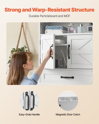 VEVOR Ντουλάπι Τοίχου Μπάνιου με Ρυθμιζόμενο Ράφι, Λευκό, 61x23x63....