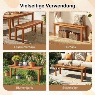 Costway Ξύλινο παγκάκι κήπου 2 θέσεων χωρίς πλάτη, ανθεκτικό στις κ...