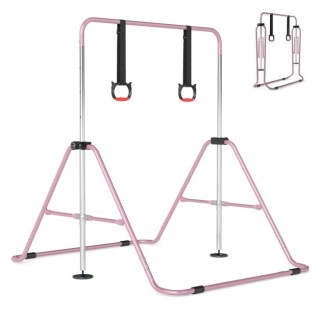 Costway Ροζ Ρυθμιζόμενη Μπάρα Γυμναστικής για Παιδιά, 4 Επιπέδων Ύψ...