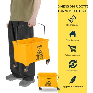 BAKAJI Επαγγελματικό Καρότσι Καθαρισμού με Κάδο 20 Λίτρων και Ρόδες...