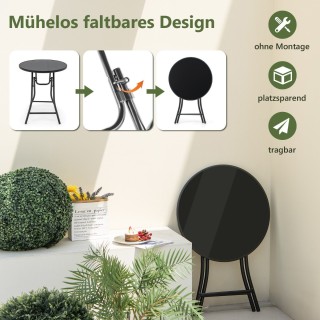 Costway Πτυσσόμενο τραπέζι βεράντας με μεταλλικό σκελετό και γυάλιν...