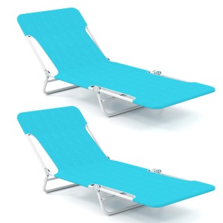 Costway Σετ 2 Πτυσσόμενες Ξαπλώστρες Παραλίας με Ρυθμιζόμενη Πλάτη ...