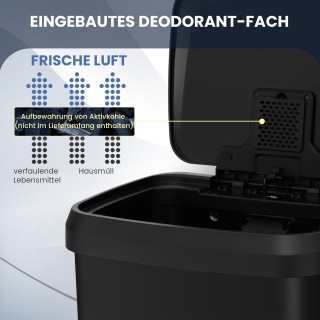 Costway Μαύρος Κουζίνας Κάδος Απορριμμάτων 68L με Αθόρυβο Κλείσιμο ...