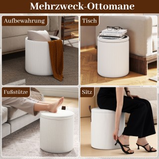 Costway Σετ 2 στρογγυλών σκαμπώ με αποθηκευτικό χώρο και αφαιρούμεν...