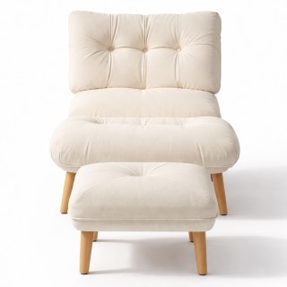 BAKAJI Πολυθρόνα Ξαπλώστρα με Υποπόδιο Μπεζ Υψηλής Πυκνότητας Επένδ... BAKAJI Πολυθρόνα Ξαπλώστρα με Υποπόδιο Μπεζ Υψηλής Πυκνότητας Επένδ...