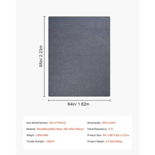 VEVOR Μάλλινη Κουβέρτα Κάμπινγκ 64x88 Γκρι LYTYMKPPYMHFTD18EV0 VEVOR Μάλλινη Κουβέρτα Κάμπινγκ 64x88 Γκρι LYTYMKPPYMHFTD18EV0