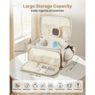 VEVOR Τσάντα Θήλαστρου με Αδιάβροχο Υπόστρωμα, 35x25.5x21 εκ, Μπεζ ...