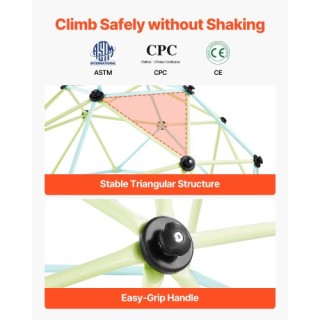 VEVOR 6FT Γεωμετρικός Θολωτός Αναρριχητικός Εξοπλισμός Παιδικής Χαρ...