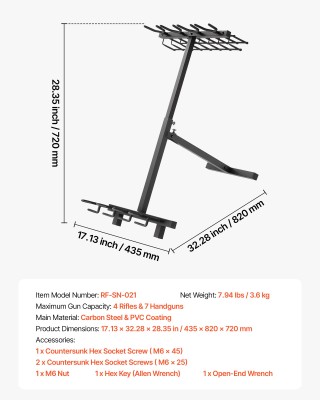 VEVOR Φορητή Αναδιπλούμενη Μεταλλική Βάση Όπλων για 4 Όπλα και 7 Πι...