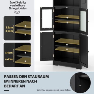 Πολυλειτουργικό Αποθηκευτικό Ντουλάπι με Ρυθμιζόμενα Ράφια και Γυάλ...