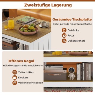 Costway Διπλός Ξύλινος Τετράγωνος Τραπεζάκι Σαλονιού με Χώρο Αποθήκ...