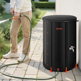 VEVOR  Πτυσσόμενη Δεξαμενή Συλλογής Βρόχινου Νερού, 250L, Μαύρη PVC...