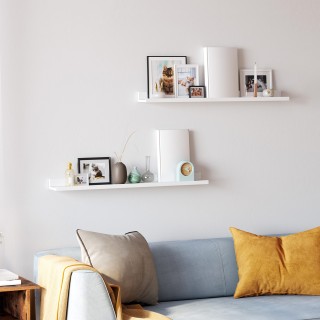 SONGMICS Σετ 2 Επιτοίχιων Ραφιών  80 x 10 cm Λευκό LWS080W01