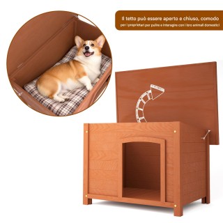 BAKAJI Ξύλινη Σπιτάκι Σκύλου Μ Εξωτερικού Χώρου με Ανοιγόμενη Στέγη...