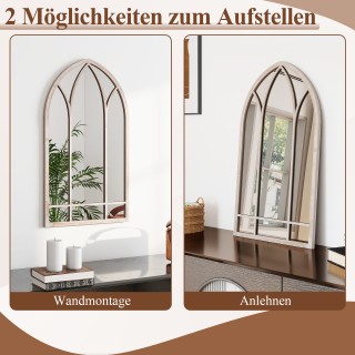 Costway Καμπύλος επιτοίχιος καθρέφτης Farmhouse με πλαίσιο παραθύρο...