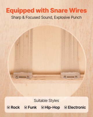 VEVOR Κρουστό Κιβώτιο Cajon από Ξύλο Σημύδας με Σύρματα Snare MXGJC...