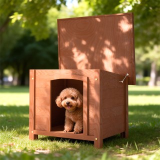 BAKAJI Ξύλινο Εξωτερικό Σπιτάκι για Κατοικίδια με Ανοιγόμενη Σκεπή ...
