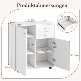 Costway Μπουφές Λευκός με 2 Πόρτες, 2 Συρτάρια και 3 Ρυθμιζόμενα Ρά... Costway Μπουφές Λευκός με 2 Πόρτες, 2 Συρτάρια και 3 Ρυθμιζόμενα Ρά...