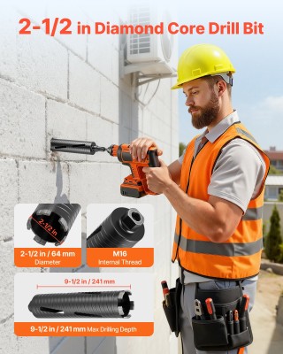 VEVOR Διαμαντοφόρος Πυρήνας Διάτρησης 64mm με Βάθος 241mm και Εσωτε... VEVOR Διαμαντοφόρος Πυρήνας Διάτρησης 64mm με Βάθος 241mm και Εσωτε...