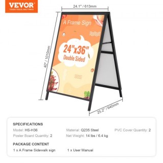 VEVOR Διπλής Όψης Πτυσσόμενη Πινακίδα Σάντουιτς, Ατσάλινη για Εξωτε... VEVOR Διπλής Όψης Πτυσσόμενη Πινακίδα Σάντουιτς, Ατσάλινη για Εξωτε...