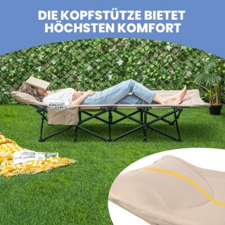 Costway  Σταθερή Πτυσσόμενη Κατασκηνωτική Ξαπλώστρα με Άνετο Μαξιλά...