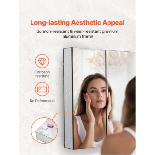 VEVOR Ντουλάπι Φαρμάκων 66x76cm με Ρυθμιζόμενα Ράφια και Καθρέφτη J...