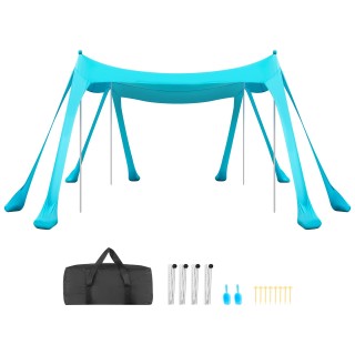 VEVOR Παραλία Τέντα Ηλίου, UPF50+ Προστασία, 2μ Ύψος, 3x3μ, Εύκολη ...