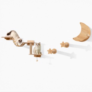 Costway Σετ 6 Τεμαχίων Κρεμαστά Δέντρα Σκαρφαλώματος Γάτας από Ξύλο...