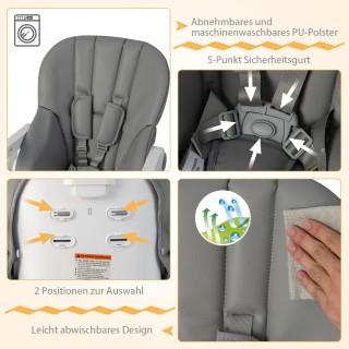 Costway Πτυσσόμενο Καρεκλάκι Μωρού με Αποθηκευτικό Καλάθι & Ρυθμιζό...