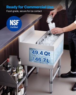 VEVOR Επαγγελματικός Κάδος Πάγου 46.7L από Ανοξείδωτο Χάλυβα με Συρ...