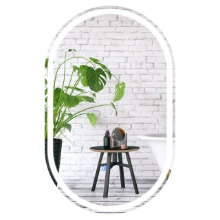 Costway 80 x 50 εκ. Φωτιζόμενος Καθρέφτης Μπάνιου Τοίχου - Οπίσθιος...