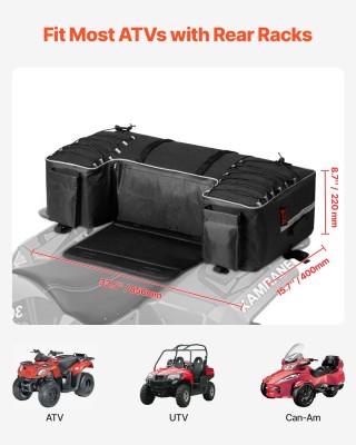VEVOR Τσάντα Αποθήκευσης ATV 60L με Κάλυμμα και Πίσω Στήριγμα, 600D...