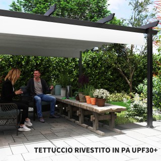 Outsunny  Πέργκολα Gazebo 4x4 μ με ανασυρόμενη οροφή, 8 βίδες και 8...