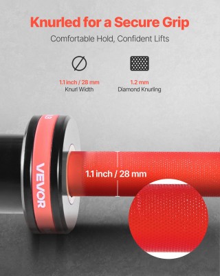 VEVOR Μπάρα Άρσης Βαρών 180cm, Κατάλληλη για Δίσκους Βάρους 2 Ίντσε...