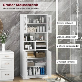 Costway Ευρύχωρο Ντουλάπι Μπάνιου με Ρυθμιζόμενα Ράφια και Ακρυλικέ...