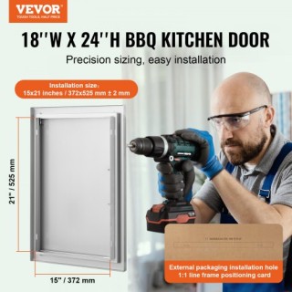 VEVOR  Πόρτα BBQ Ανοξείδωτη 457x610 mm για Εξωτερική Κουζίνα DMMBSC...