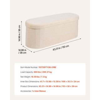 VEVOR Πτυσσόμενο Ωοειδές Ταπέτο Αποθήκευσης από Μπουκλέ Φλίς, Οθωμα...