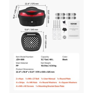 VEVOR 48L Μοτοσυκλετιστικό Κουτί Αποθήκευσης Ουράς με Αντανακλαστικ... VEVOR 48L Μοτοσυκλετιστικό Κουτί Αποθήκευσης Ουράς με Αντανακλαστικ...