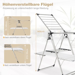 Costway Πτυσσόμενη απλώστρα ρούχων 2 επιπέδων για εσωτερική & εξωτ... Costway Πτυσσόμενη απλώστρα ρούχων 2 επιπέδων για εσωτερική & εξωτ...