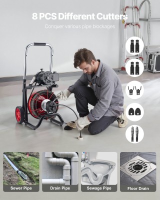 VEVOR Αποφρακτική Μηχανή 30m x 10.5mm Μεταφερόμενη, Αυτόματη Τροφοδ...