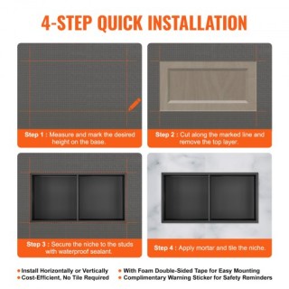 VEVOR Ανοξείδωτη Εσοχή Ντους 33x63cm με Διπλά Ράφια  BXGLYBK2C13YEJ...