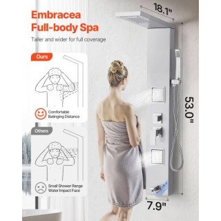 VEVOR Σύστημα Ντους Πύργου Ανοξείδωτου με Ρύθμιση και Μασάζ FTYS304...