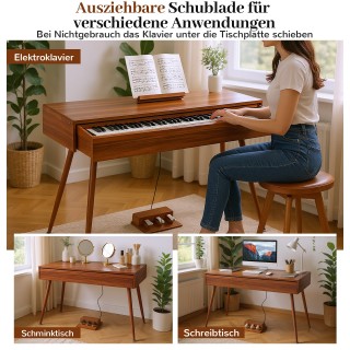 Costway Ψηφιακό Πιάνο με 88 Βαρυκεντρισμένα Πλήκτρα και Συρταρωτό Σ...