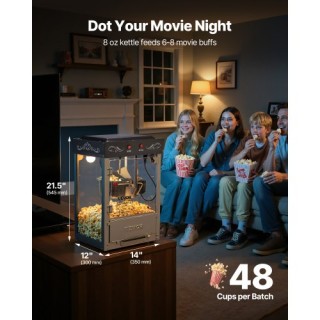 VEVOR Επιτραπέζια Μηχανή Ποπ Κορν 800W με Κάδο 0.2kg Μαύρο TSBMHJHS...
